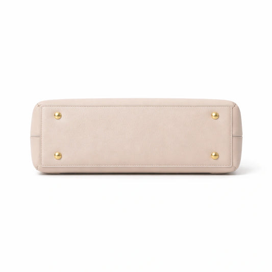 Bagura Women's Beige Structured Top Handle Handbag