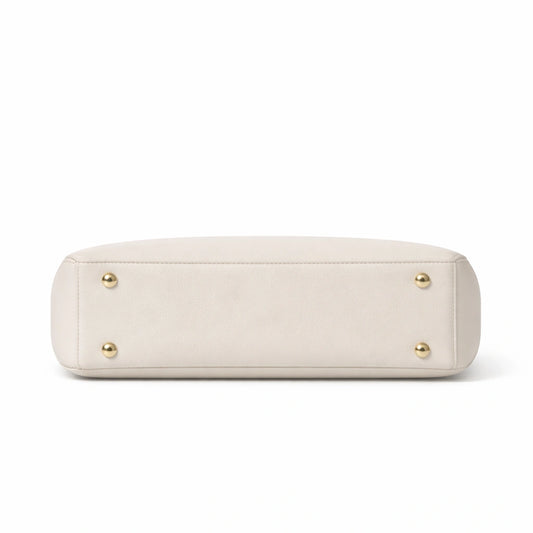 Bagura Women's Cream Structured Tote Handbag with Padlock Charm