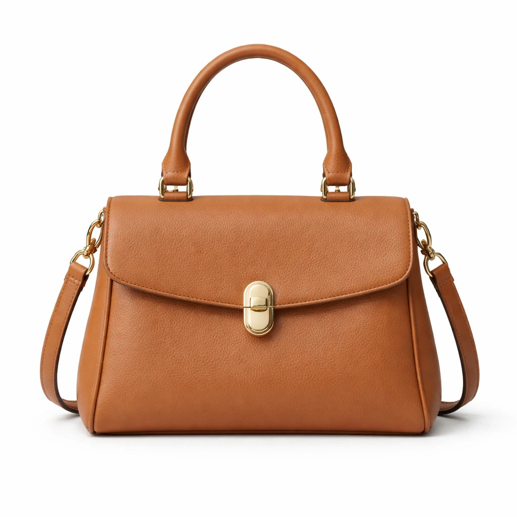 Bagura Women's Tan Brown Structured Satchel Handbag