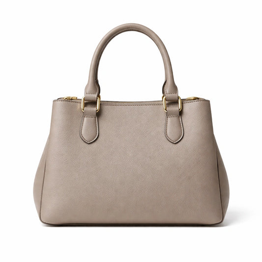 Bagura Women's Light Grey Structured Tote Handbag with Top Zipper