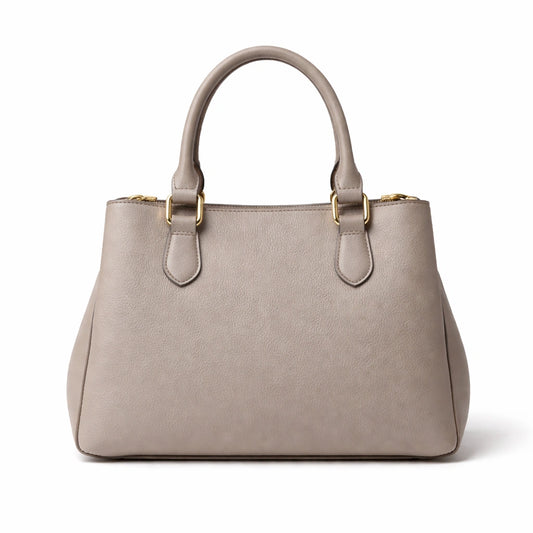 Bagura Women's Light Grey Structured Tote Handbag with Top Zipper