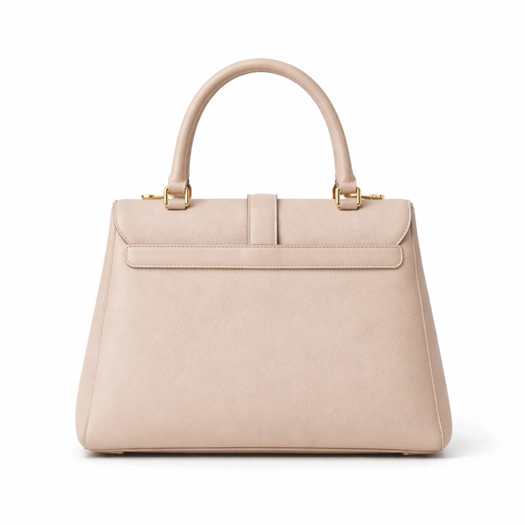 Bagura Women's Beige Structured Top Handle Handbag