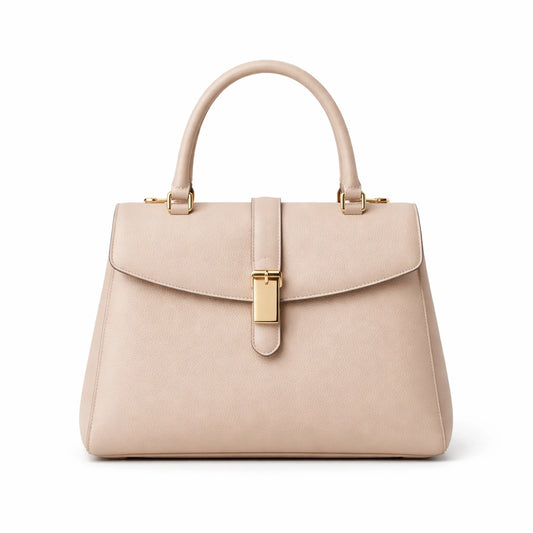 Bagura Women's Beige Structured Top Handle Handbag